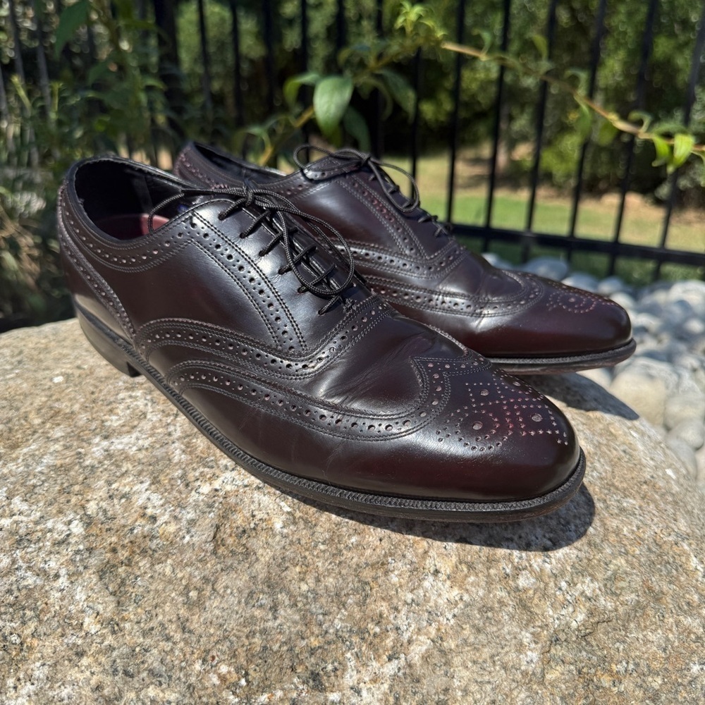 VINTAGE! Florsheim Men's Lexington Wingtip Dress Shoes Size 10 D Burgundy Brown